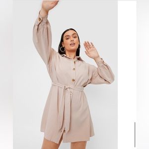 Plus Size Belted Mini Shirt Dress